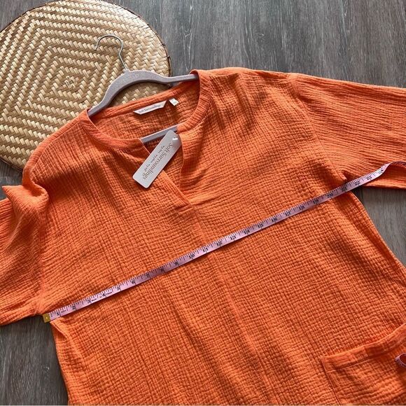 Nwt soft surroundings araza gauze shirt orange women’s size L - Picture 6 of 8